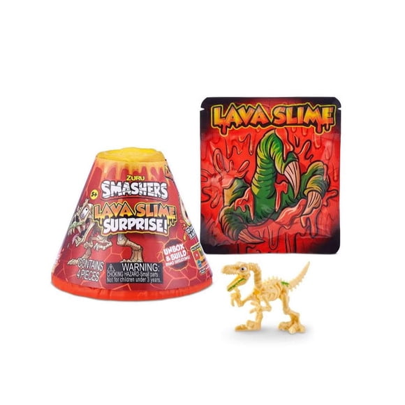 Juguete ZURU SMASHERS Serie 4 Volcán Lava Slime con esqueleto de dinosaurio