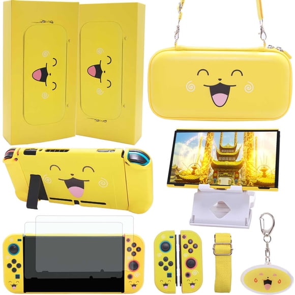 Kit de Accesorios GUTIAL Amarillo Kawaii 11‑en‑1 para Nintendo Switch