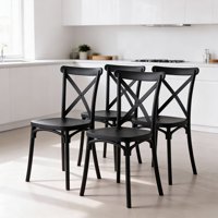 Venhoouse - Pack 4 Sillas Crossback Para Comedor Apilables Polipropileno Negras