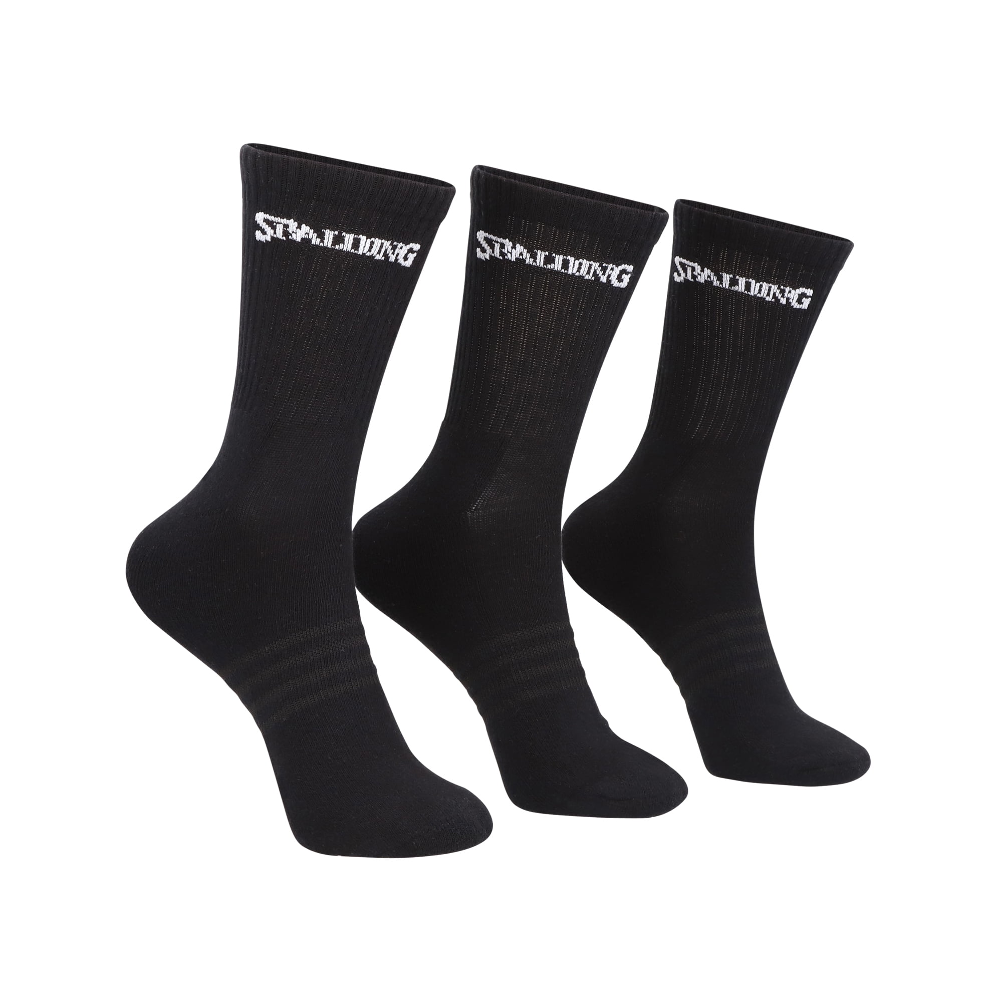 Spalding - Tripack Calcetines Medio Negro