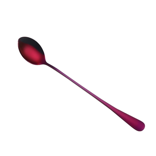 Cuchara colorida de acero inoxidable 410, cucharas de mango largo, cubiertos, herramientas para beber café, utensilios de cocina, envío directo