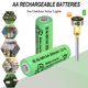thumbnail image 2 of Baterías recargables AA Ni-MH 300 mAh 1,2 V (paquete de 10), batería doble A de 1,2 V para luces solares de jardín y exteriores, linterna de energía, 2 of 7