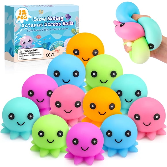 Pelotas Antiestrés VESPRO Set de 12 Pulpo 5 cm Suaves