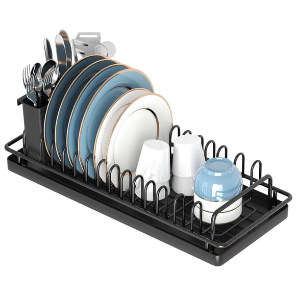 Escurridor de platos compacto de acero inoxidable XYZLVSI con tapete de silicona