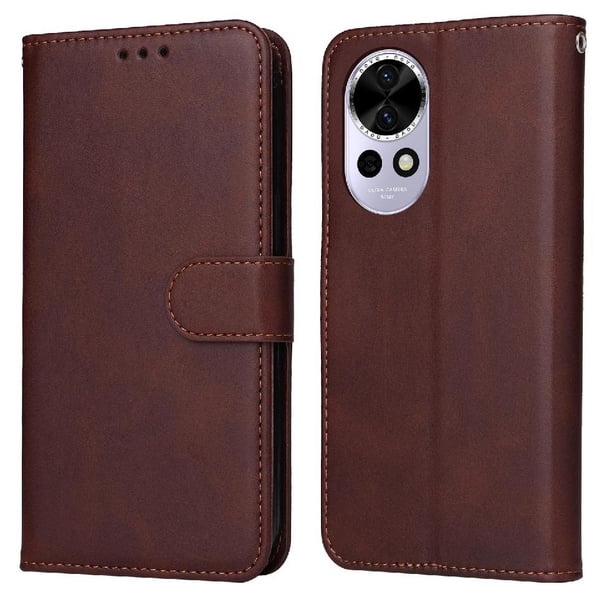 Funda Billetera para Huawei Nova 12 con Porta Tarjetas y Soporte Ajustable Marrón