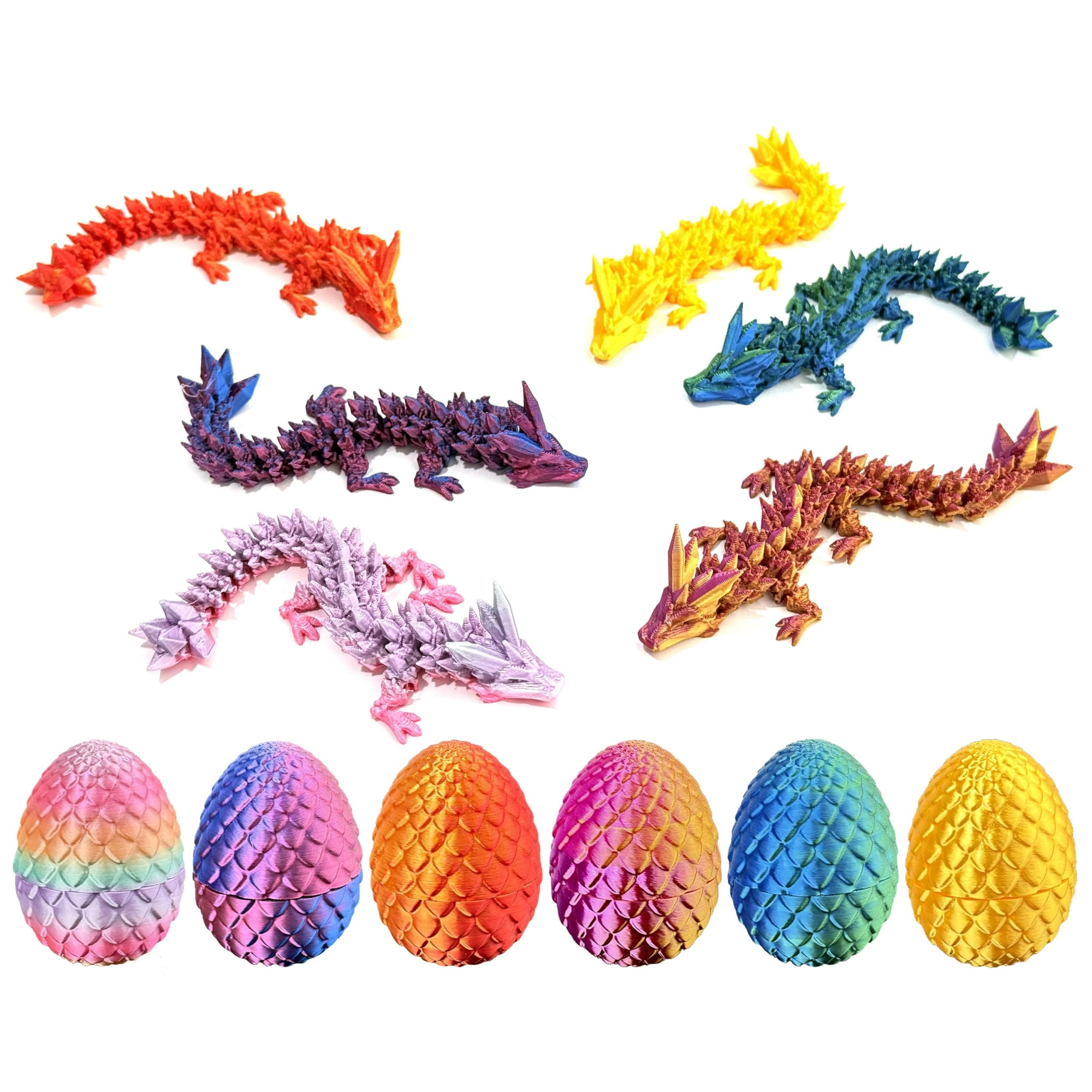 Genérico - Huevos De Dragón Impresos En 3d Con Interior De Dragón Articulado, 6 Unidades