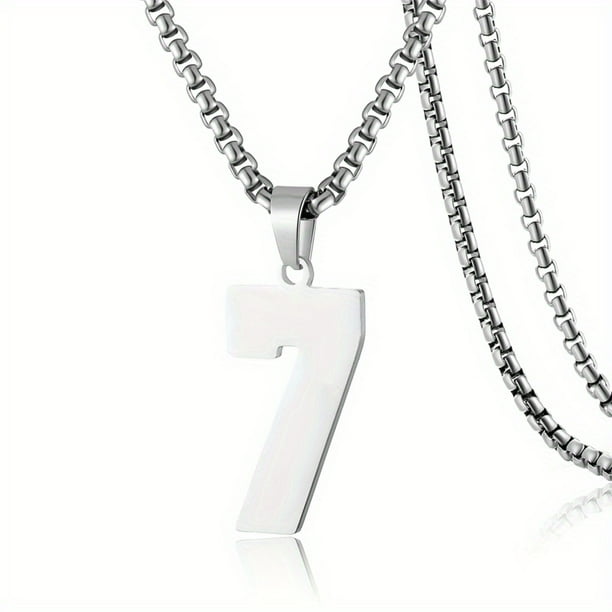 1pc Stylish Stainless Steel Men's Athletes Number Pendant Necklace - Perfect for Baseball, Basketball, and Football Teams - Long Chain Necklace with Sports Number - Ideal Gift for Boys