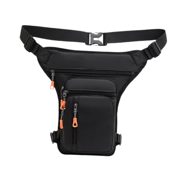 Bolsa de cintura para hombres bolso de la pierna de la pierna de la pierna de la pierna múltiple bolso de hombro multipropósito de muslo para montar d Cremallera lateral negro