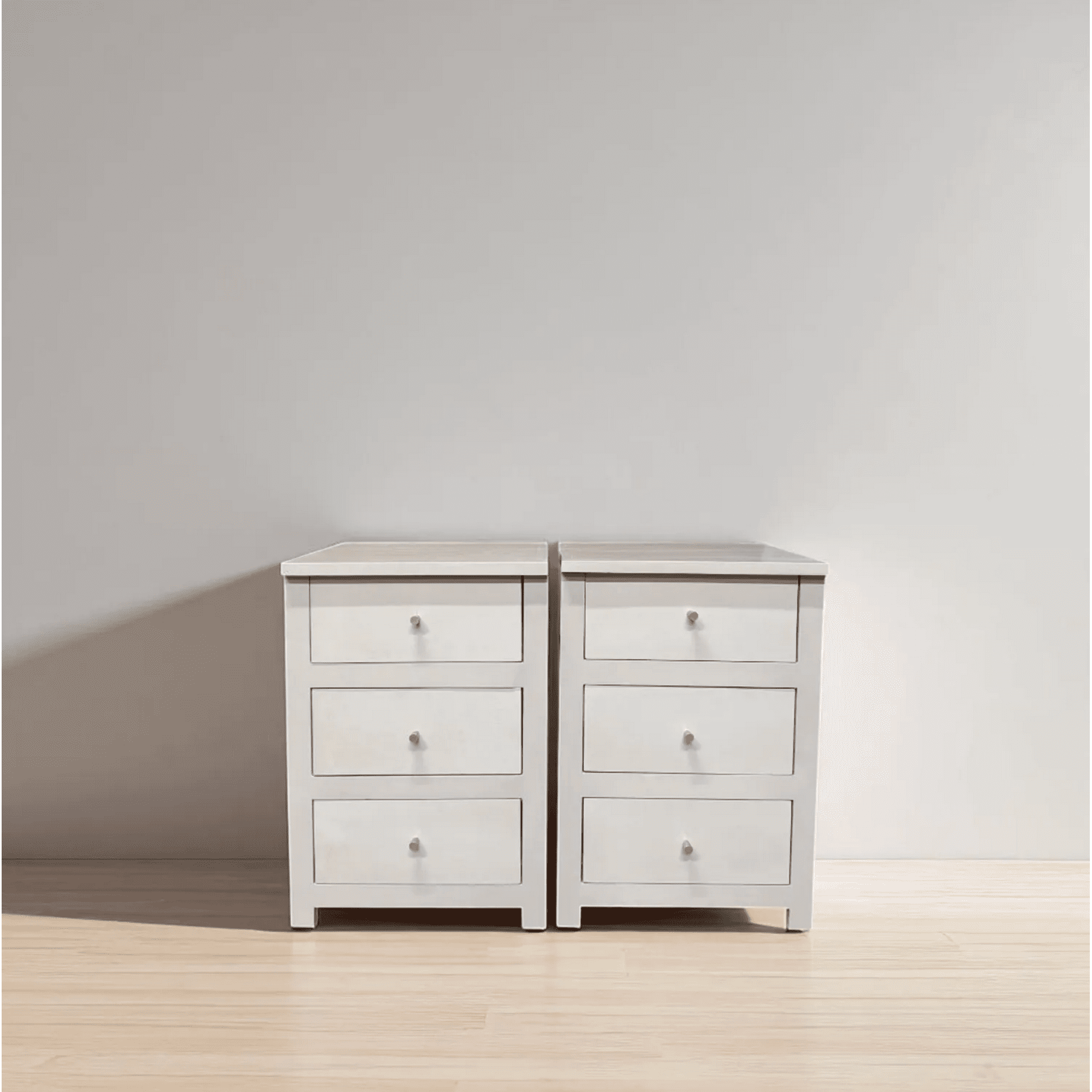 Arca Muebles - Par De Velador De Madera 3 Cajones Rústico 45x40x70 Color Gris