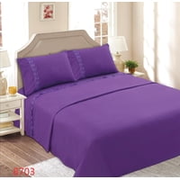 Genérico - Juego De Sábanas Con Broderie 1.5 Plazas - Morado