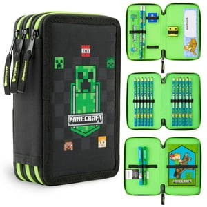 Estuche Para Lápices Con Relleno De Minecraft Y Papelería Para Niños, Color Negro