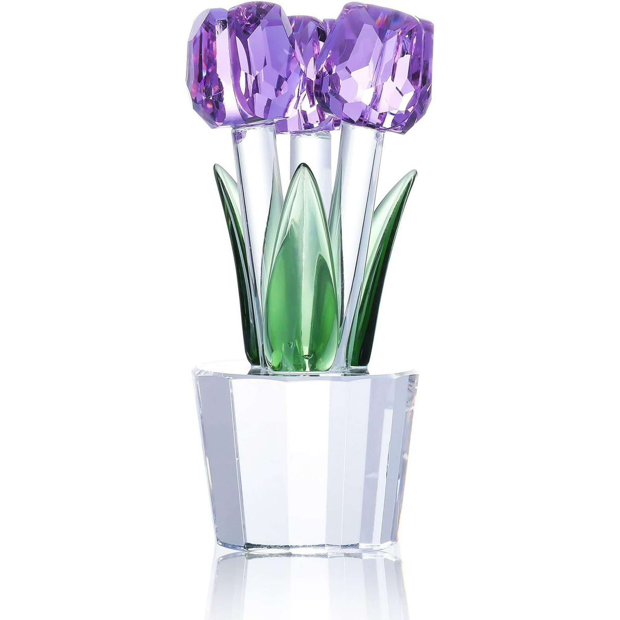 Veat00l - Cifras De Flores De Vidrio, Diseño De Tulipanes, Decoración De Vidrio, Adornos De Tulipán, Regalos Para Mujeres En Aniversario, Boda, Navidad, San Valentín, Día De La Madre