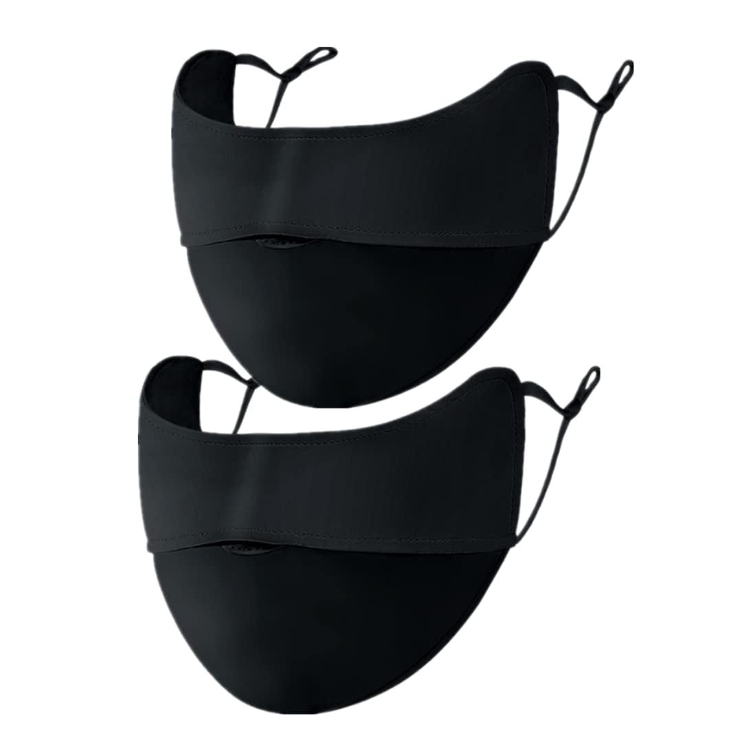 Xusx111 - 2 Paquete Uv De La Cara Que Cubre Upf 50 + Mujeres Máscara Respirable Protección Solar Reutilizable Al Aire Libre, Protección Golf Deportes Máscara Para La Cara Para Las Mujeres (negro)
