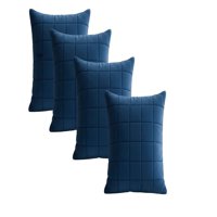 Genérico - Pack De 4 Fundas De Cojin Terciopelo Grid 45X45 Azul