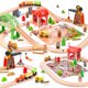 thumbnail image 1 of Circuito de tren de madera TikTiles de 102 piezas con grúa magnética STEM, 1 of 8