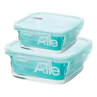 Set 2 Contenedores Hermeticos Vidrio Cuadrados Allegra