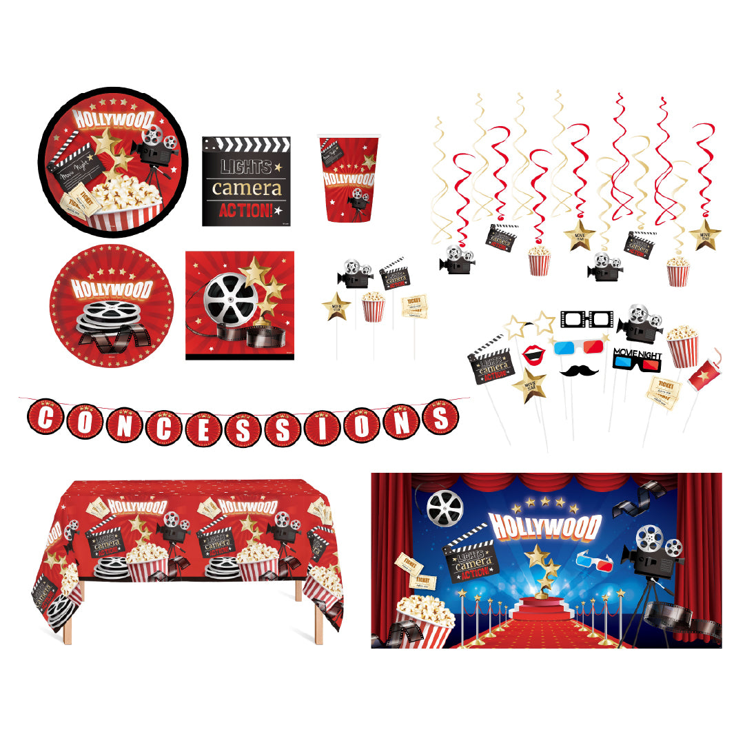 Kiosclub - Set Decoración Fiesta Movie Theme 30 Personas 1 Un