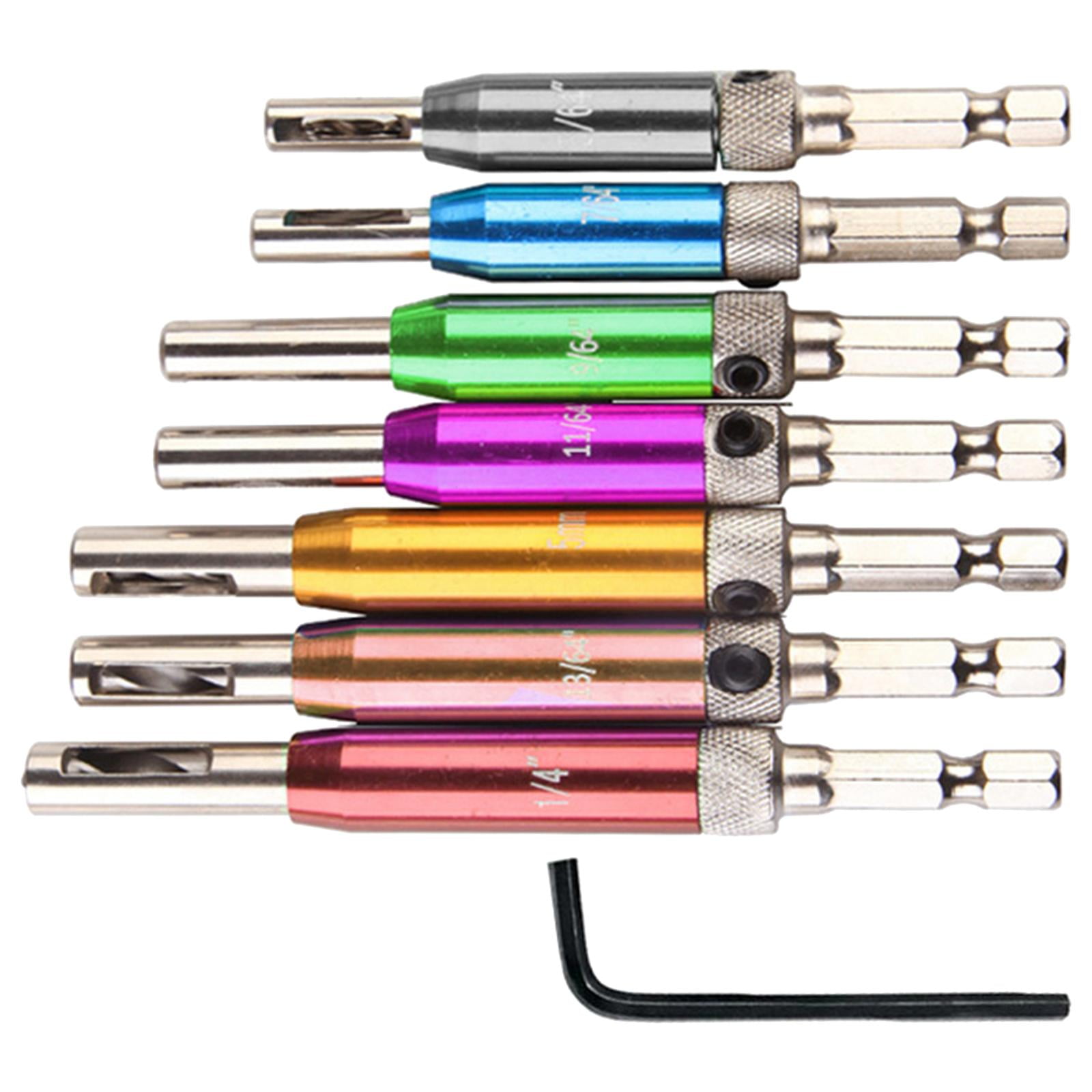 Magideal - Juego De Brocas Autocentrantes De 7 Piezas, Herramienta De Brocas De Autocentrante De Vástago Hexagonal Para Carpintería, Ventana, De , Colorful Vistoso