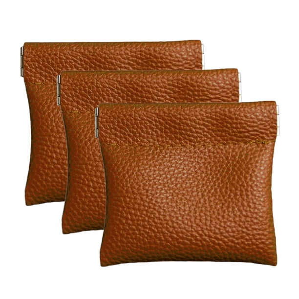 Monedero de cuero con clip para monedas, para hombre y mujer, minimonedero con pinza para cambio, para llevar en la mano