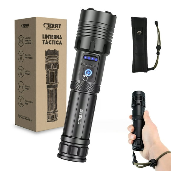 Linterna Led Largo Alcance Tactica Recargable Overfit 1500LM