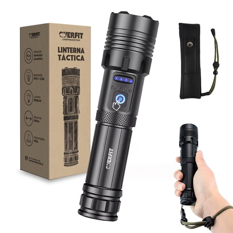 Linterna Led Largo Alcance Tactica Recargable Overfit 1500Lm
