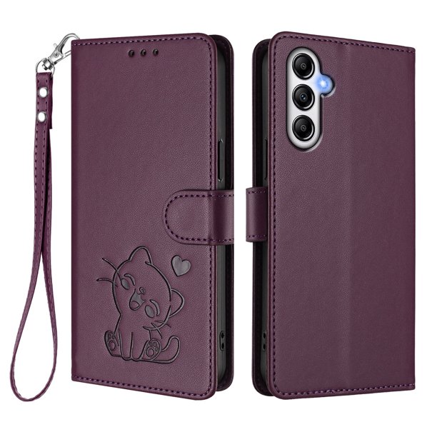 Carcasa Billetera de Cuero Sintético para Samsung Galaxy A25 5G, Morado Oscuro