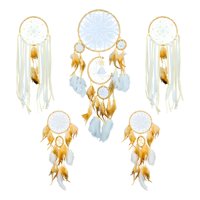 Genérico - Set 5 Atrapasueños Colgantes Con Plumas