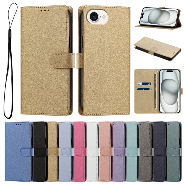 Cartera Protectora para iPhone 16e/iPhone 17e con Soporte, Dorado