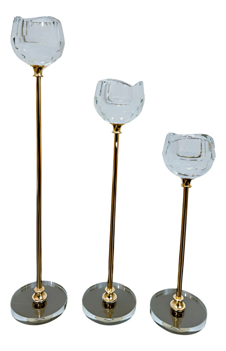 Genérico - Set 3 Portavela Decorativo Flor Diseño Moderno Adorno Jhn