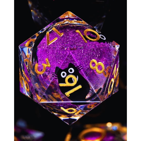 D20 Froggod 22 mm Núcleo Líquido con Cabeza de Gato – Púrpura