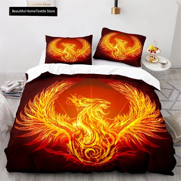 Phoenix Nirvana Duvet Cover Set Soft Fire Patterned Bedding Sets For Children Adults Teens Polyester Comforter Cover King SizeBed Sheets