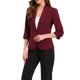 thumbnail image 4 of BLAZER de solapa de chal INSPIRE CHIC para mujer, mangas 3/4, bolsillo, traje de trabajo de un solo botón, M Burdeos, 4 of 6