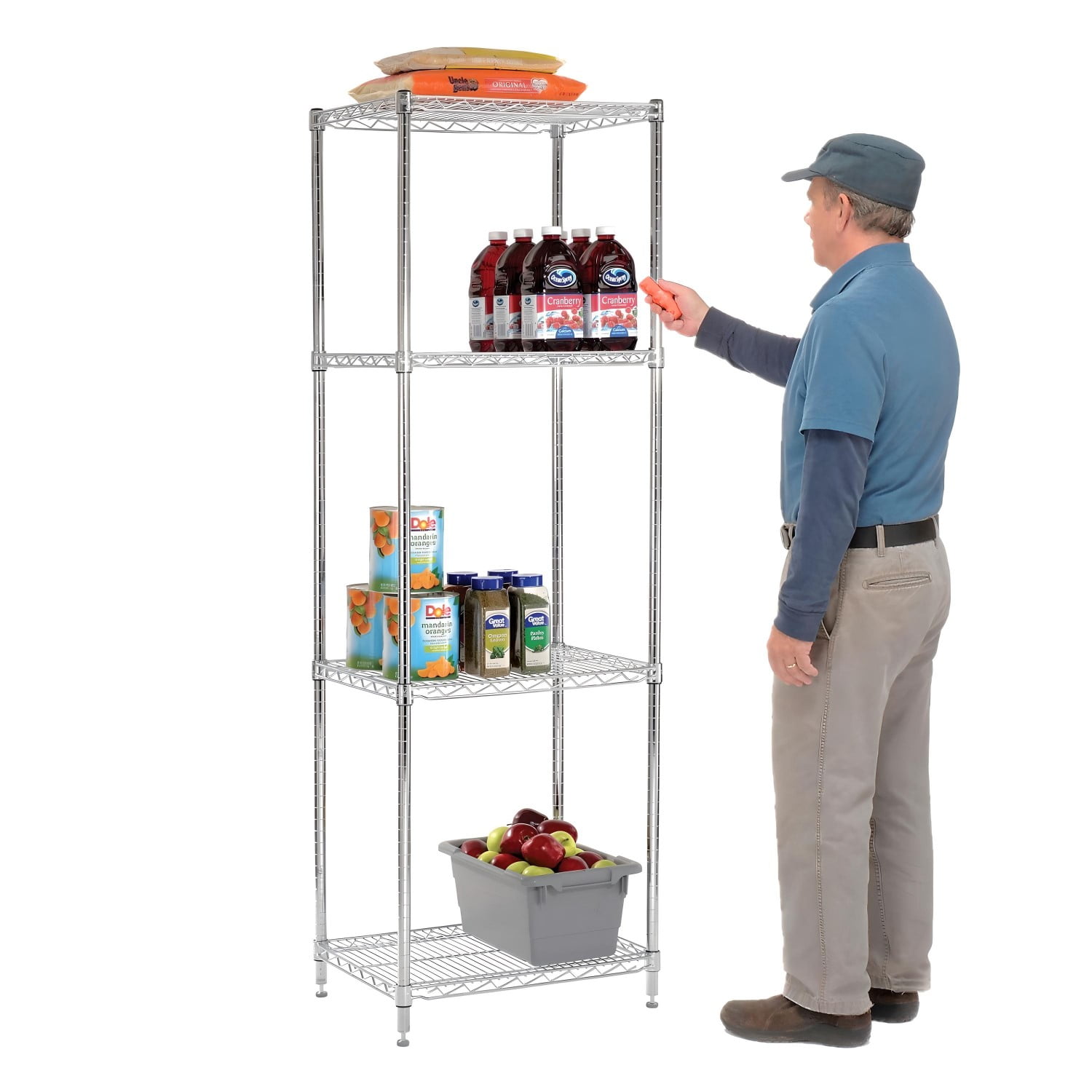 Prochef - Estante Cromado 4 Bandejas 60x45x180 Cm. Capacidad 800 Kg.