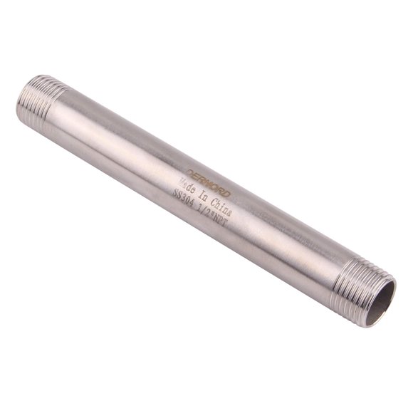 Niple para tubería DERPIPE 1/2" NPT de acero inoxidable, 15 cm