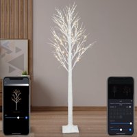 Árbol De Abedul Inteligente Aoycocr De 6 Pies Con 120 Luces Led, 18 Modos