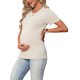 thumbnail image 4 of INSPIRE CHIC Top de Maternidad para Mujeres Suéter de Punto Elástico de Manga Corta a Rayas de Verano Embarazo Cuello Redondo Blusa 2XL Blanco, 4 of 6