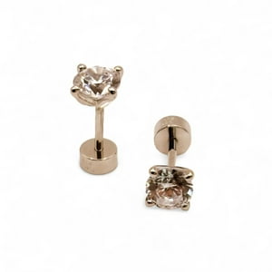 Tiana Joyas - Aros Circón De 5Mm Solitario Transparente De Plata 925