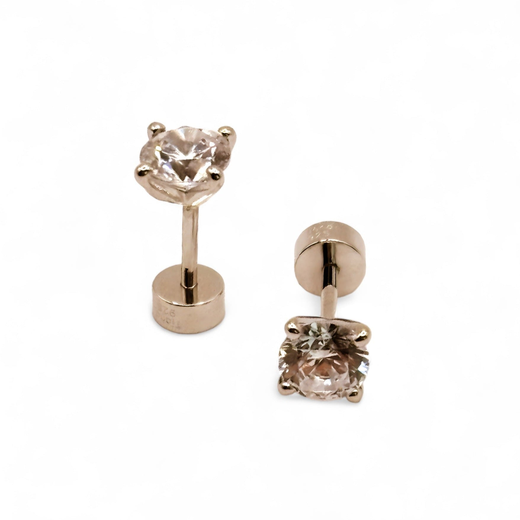 Tiana Joyas - Aros Circón De 5mm Solitario Transparente De Plata 925