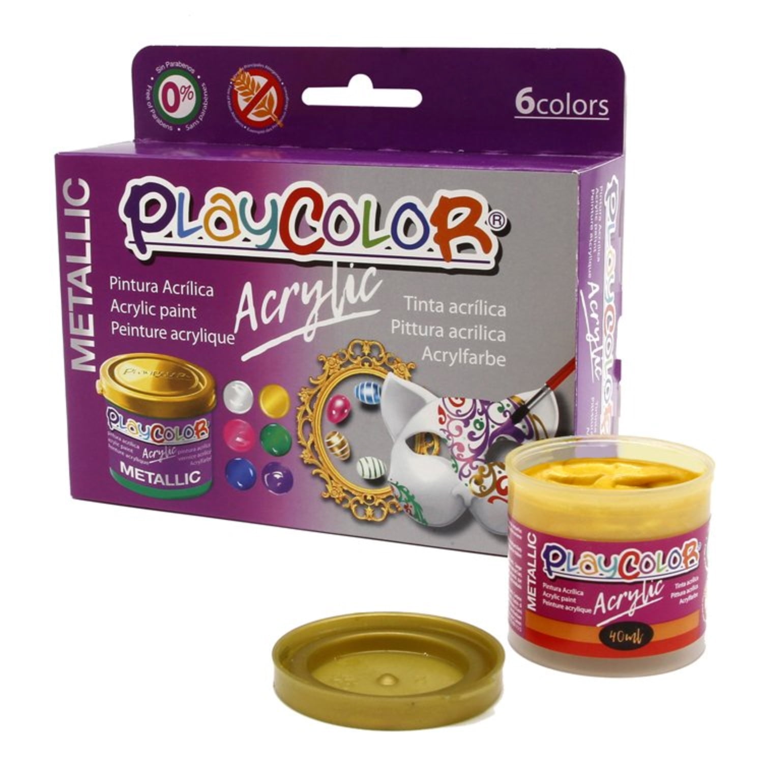 Pintura Acrílica Metálica 6 Colores Secado Rápido Instant - Ps