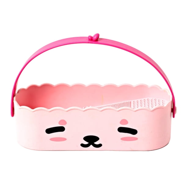 Limpiador de brochas de maquillaje 3 en 1, cuenco para limpieza y secado, organizador de almacenamiento portátil para el hogar, salón de niñas, baño, rosa