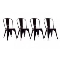 Topdeco - Pack 4 Sillas Comedor Tolix Negro Evento Casino Restaurant