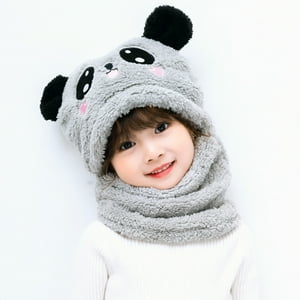 El Edén - Gorro Con Cuello Para Niño/A Diseño Osito, Invierno Talla M Gris