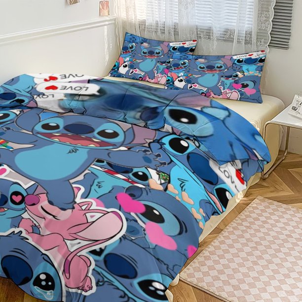 Stitch Print Bedding Set Pattern Duvet Cove Set 3 Pieces 1 Quilt Cover And 2 Pillowcases for Women Men Teens
