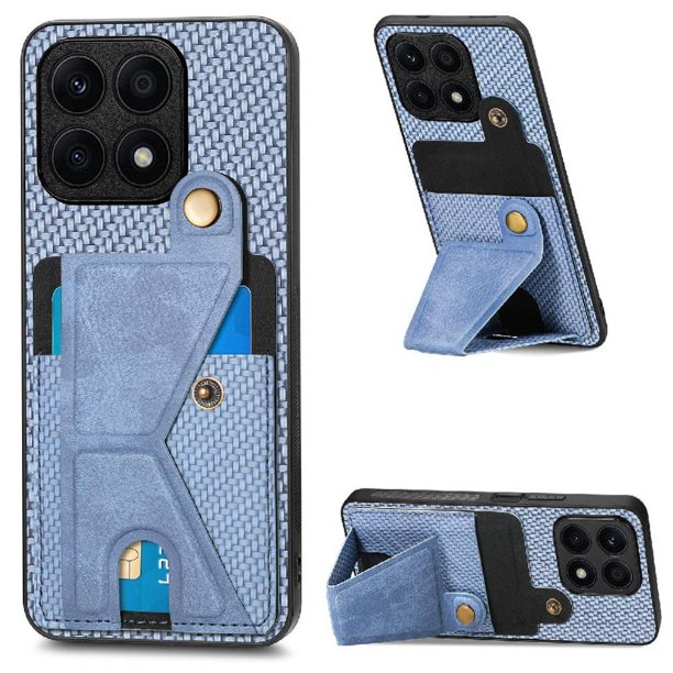 Funda Resistente para Honor X8A con Tarjetero y Soporte, Diseño Magnético Azul