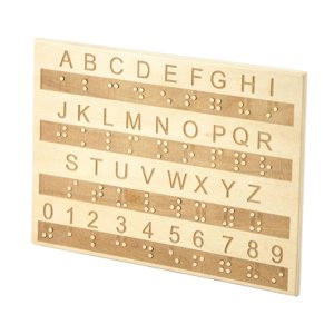 Magideal - Junta De Alphabeto Y Números De Alfabeto De Wood Braille Con Dots Azurados Herramienta Educativa De Dispositivos De Asistencia Para La Enseñanza Para