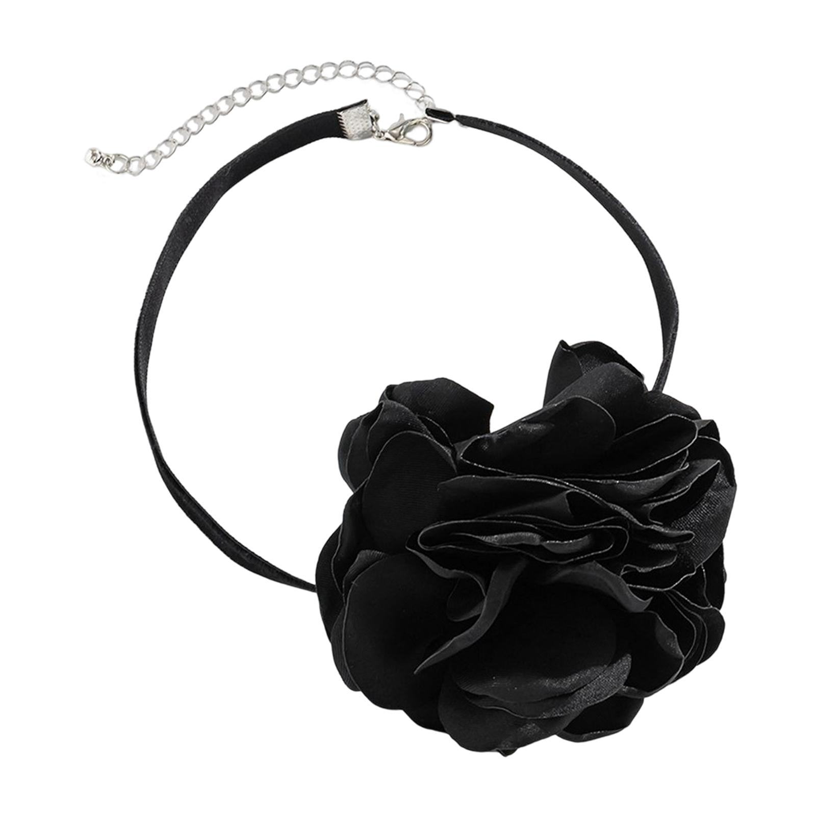 Magideal - Collar De Flores Grandes Gargantilla De Flores Estilo Retro Suave Mujer Niña Moda Gargantilla De Flores Grandes Cuello Gargantilla De Flores Para Negro