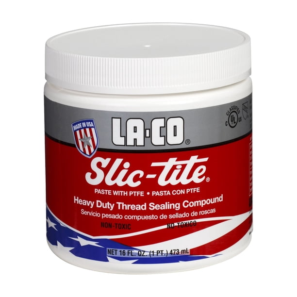 La-Co 42012 Slic-Tite Pasta Selladora de Roscas Premium con PTFE, de -50 a 500 °F, frasco de 1 pt, plateada, 1 pinta