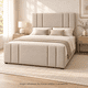 thumbnail image 3 of Base de cama tapizada Mueblart Líneas Full Felpa Beige con respaldo y piecero, 3 of 3