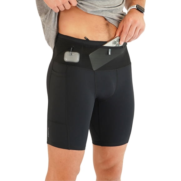 Pantalones cortos de compresión FlipBelt para hombre negros, talla XS