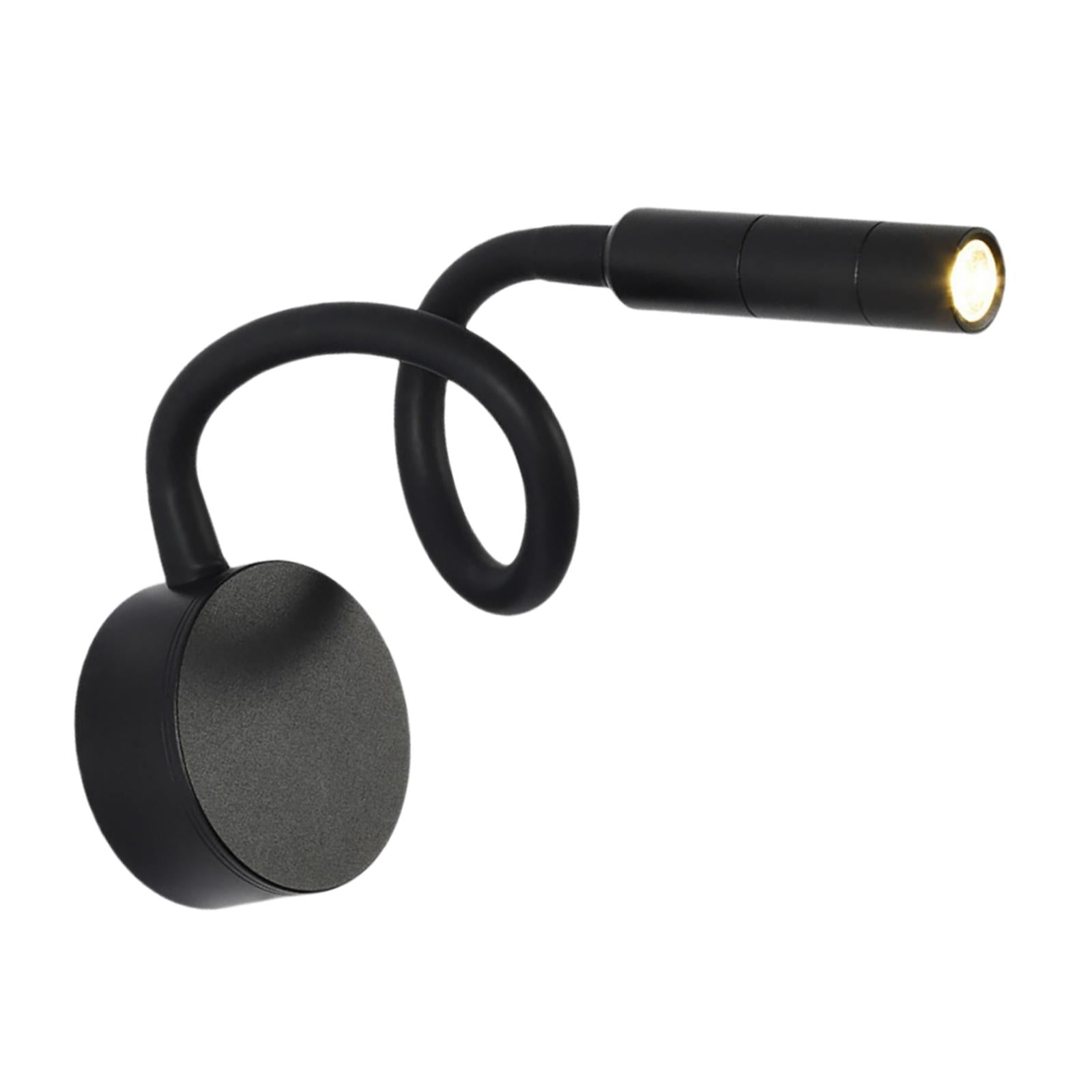 Magideal - Para Leer En La Cama, Lámpara De Cama Con Luz Nocturna, Lámpara De Lectura Con Luz De Montaje En Pared, Lámpara De Pared Led Flexible, Luz De Lectura Interruptor De Cabeza Negra